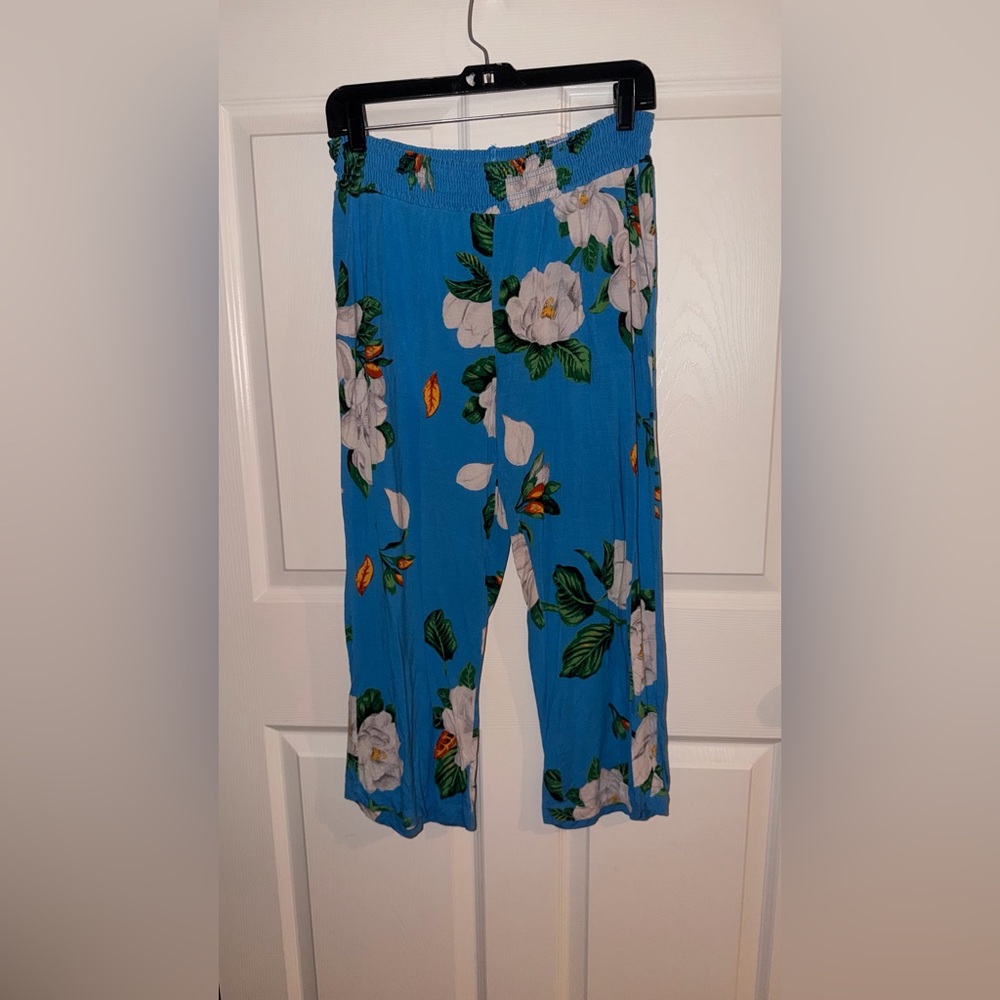 Soma Blue Floral Pajama Set Cami M Pants S Soft Cozy Lounge Sleepwear Womens - Picture 7 of 12